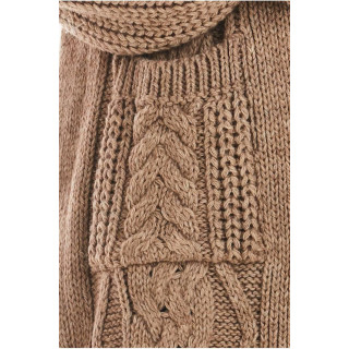 Ženska topla jopica s kitkami v bež barvi