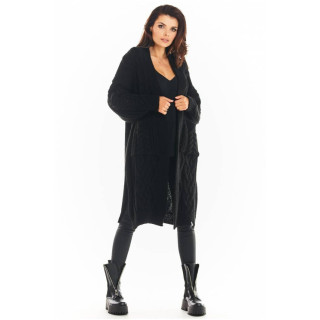 Črna topla jopica s kitkami za ženske