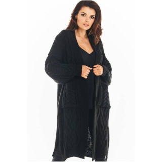 Črna topla jopica s kitkami za ženske