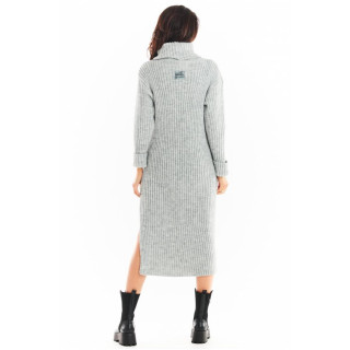 Ženska pulover obleka z želvo v sivi barvi