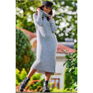 Ženska pulover obleka z želvo v sivi barvi