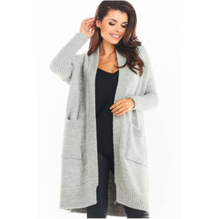 Klasična siva ženska jopica brez zapenjanja