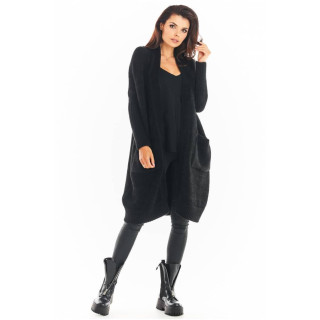 Črna klasična jopica brez zapenjanja za ženske