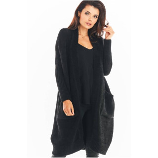 Črna klasična jopica brez zapenjanja za ženske