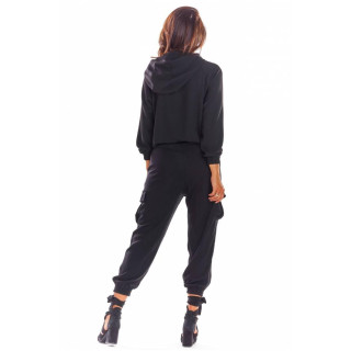 Športni ženski kompleti črne barve s prostim krojem