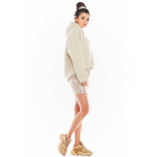 Žensko mini krilo z bleščicami v bež barvi