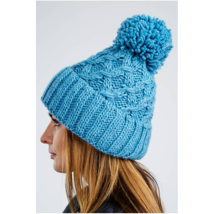 Ženska topla zimska kapa modre barve