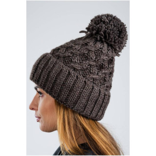 Ženska topla zimska kapa v rjavi barvi