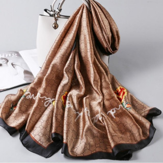 Ženski rjav eleganten šifon šal z vzorcem