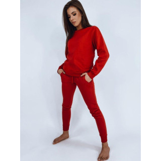 Ženski komplet trenirke rdeče barve brez kapuce