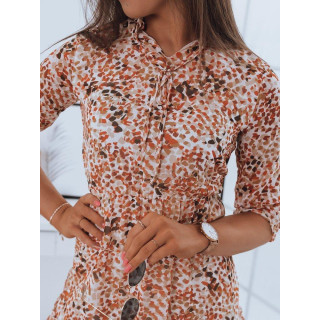 Bela ženska obleka z vzorcem na zavezovanje