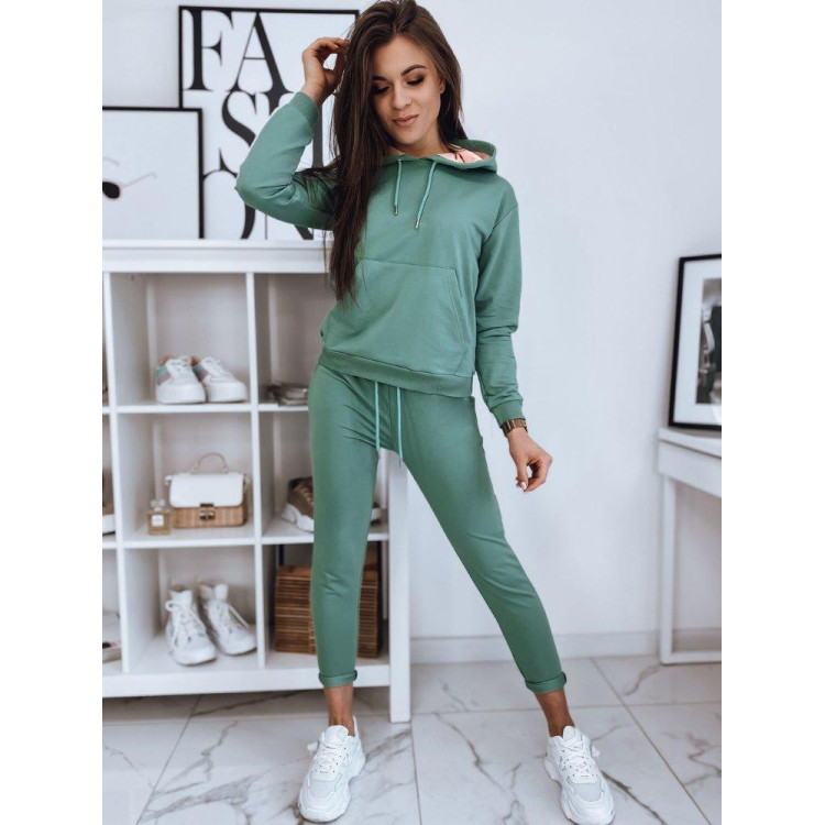 Ženski komplet trenirke mint barve s kontrastnimi elementi