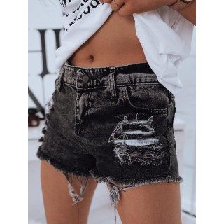 Ženske kratke hlače iz džinsa temno sive barve z luknjami