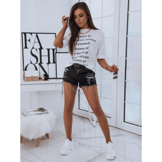 Ženske kratke hlače iz džinsa temno sive barve z luknjami