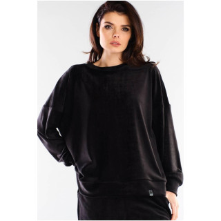 Ženski oversize pulover iz črnega velurja