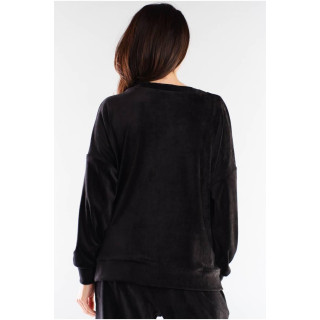 Ženski oversize pulover iz črnega velurja