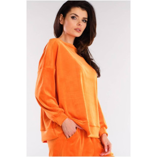 Ženski oversize pulover iz oranžnega velurja