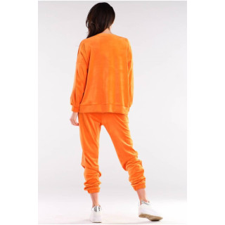 Ženski oversize pulover iz oranžnega velurja