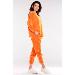 Ženski oversize pulover iz oranžnega velurja