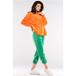 Ženski oversize pulover iz oranžnega velurja