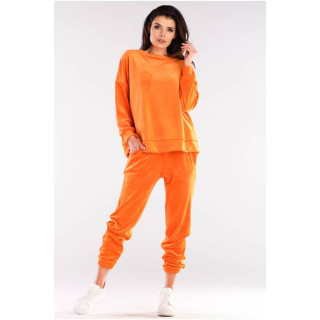 Ženski oversize pulover iz oranžnega velurja