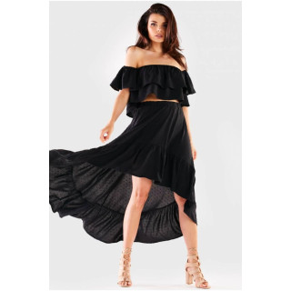 Asimetrično žensko črno krilo za poletje
