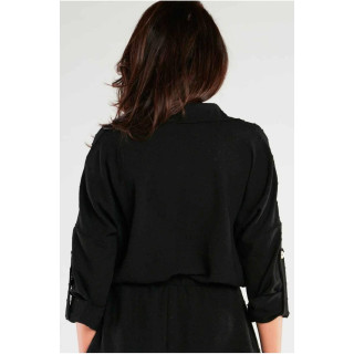 Črna ohlapna ženska majica z dolgimi rokavi