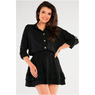 Žensko črno mini krilo z volančki