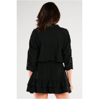 Žensko črno mini krilo z volančki