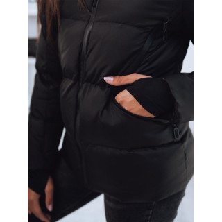Ženska zimska jakna z ovratnikom v črni barvi