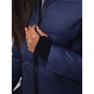 Mornarsko modra zimska jakna z ovratnikom za ženske