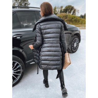 Črna prešita zimska jakna za ženske