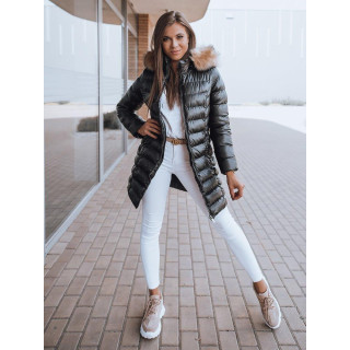 Ženska prešita zimska jakna v črni barvi