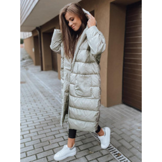 Ženska zimska oversize jakna s šivi v bež barvi