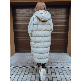 Ženska zimska oversize jakna s šivi v bež barvi