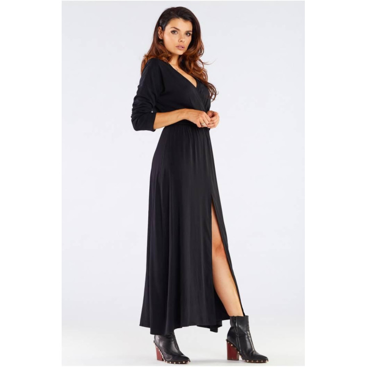 Črne dolge jesenske obleke za ženske