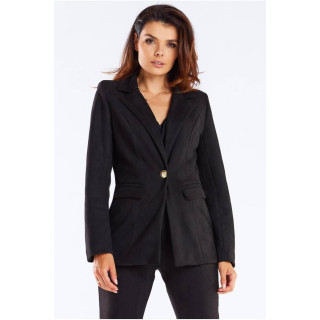 Črna elegantna jakna z zlatim gumbom za ženske
