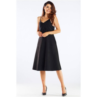 Črno široko midi krilo za ženske