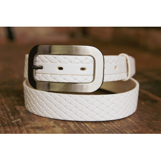 Bel ženski usnjen pleten pas