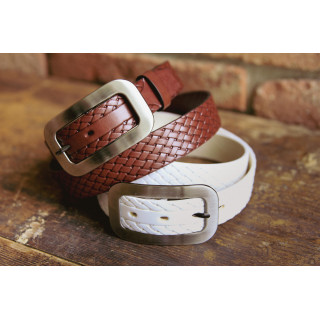 Bel ženski usnjen pleten pas