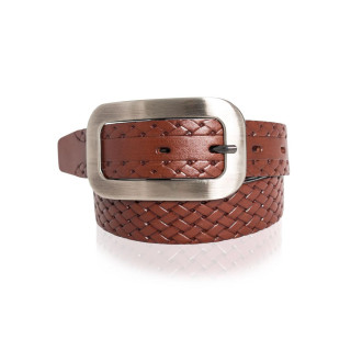 Usnjen pleten rjav pas za ženske