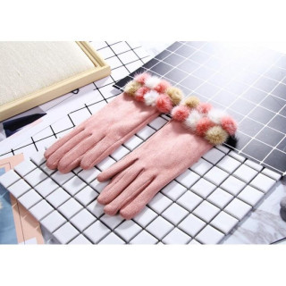 Elegantne roza ženske rokavice s čopki