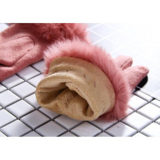 Ženske elegantne rokavice s krznom v sivi barvi