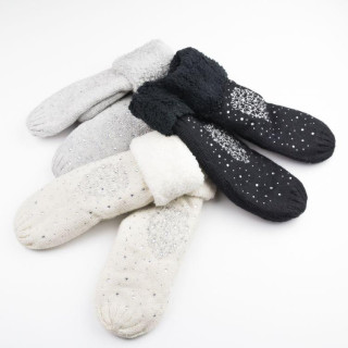 Bež tople rokavice z kamenčki za ženske