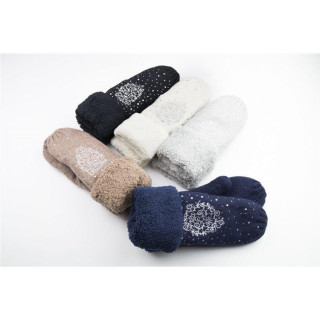 Bež tople rokavice z kamenčki za ženske