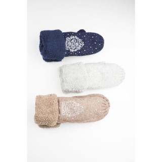 Bež tople rokavice z kamenčki za ženske