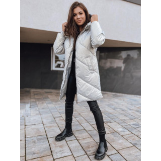 Ženska siva zimska jakna z nesnemljivo kapuco