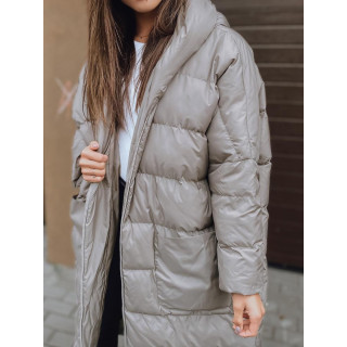 Ženska zimska oversize jakna s svetlo sivimi šivi