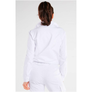 Bel ohlapen ženski pulover z zadrgo