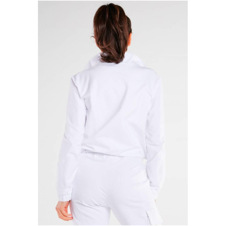 Bel ohlapen ženski pulover z zadrgo